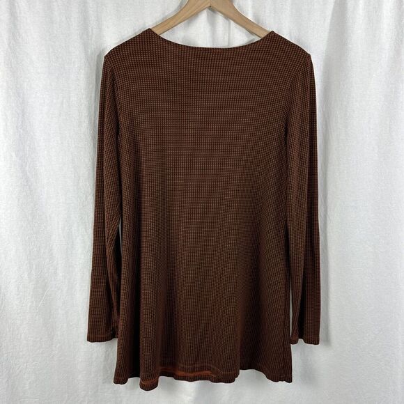Bryn Walker Damien Long Sleeve Houndstooth Siro Rayon Tunic Top Womens Size L - Picture 2 of 12